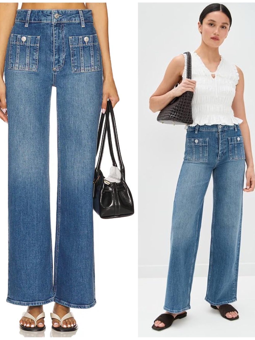 NWT PAIGE Anessa High Rise Wide Leg Jeans Blue Paley Size Women’s 28
